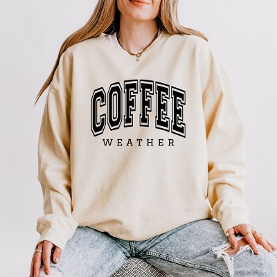 Simply Sage Market Women's Lightweight Garment Dyed Graphic Sweatshirt Coffee Weather