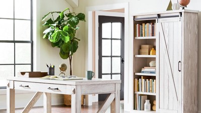 Avondale Farmhouse 48" White Adjustable Door Bookcase
