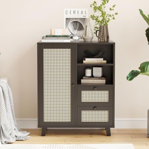 SEVOBAL Sideboard Buffet Cabinet Storage Cabinet with Drawers Adjustable Shelf Accent Cabinet for Living Room Kitchen Entryway, Black, 15"*27.5"*33.8" - 1 of 4