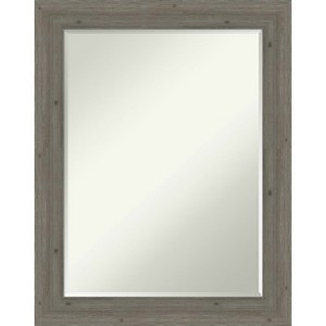 Amanti Art Fencepost Grey Narrow Petite Bevel Wood Bathroom Wall Mirror 28.5 x 22.5 in. - 1 of 4