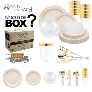 Smarty Had A Party Ivory with Gold Vintage Disposable Plastic Tableware Set (60 Settings) - 1 of 4
