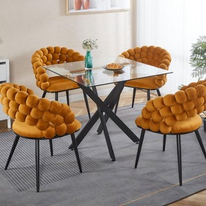 KTMBDW 35.4” Square Glass Dining Table, Tempered Glass Tabletop and Metal Tubular Legs, Modern Style Table for Home, Kitchen, Dining Room - 1 of 4