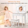 Kids Vanity with Lighted Mirror, Little Girls Vanity Table & Stool with Tri-Fold Mirror, Makeup Dresser with Drawer & Storage - 4 of 4