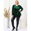 Agnes Orinda Women's Plus Size V Neck Tulip Hem Long Sleeve Peplum Velvet Blouses - 3 of 4