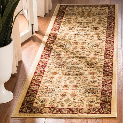 Ivory and Red Floral Synthetic Runner Rug, 2'3" x 6'