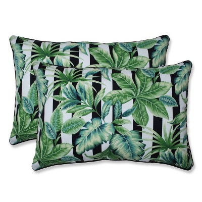 2pk Oversize Freemont Palmetto Rectangular Throw Pillows Black - Pillow Perfect