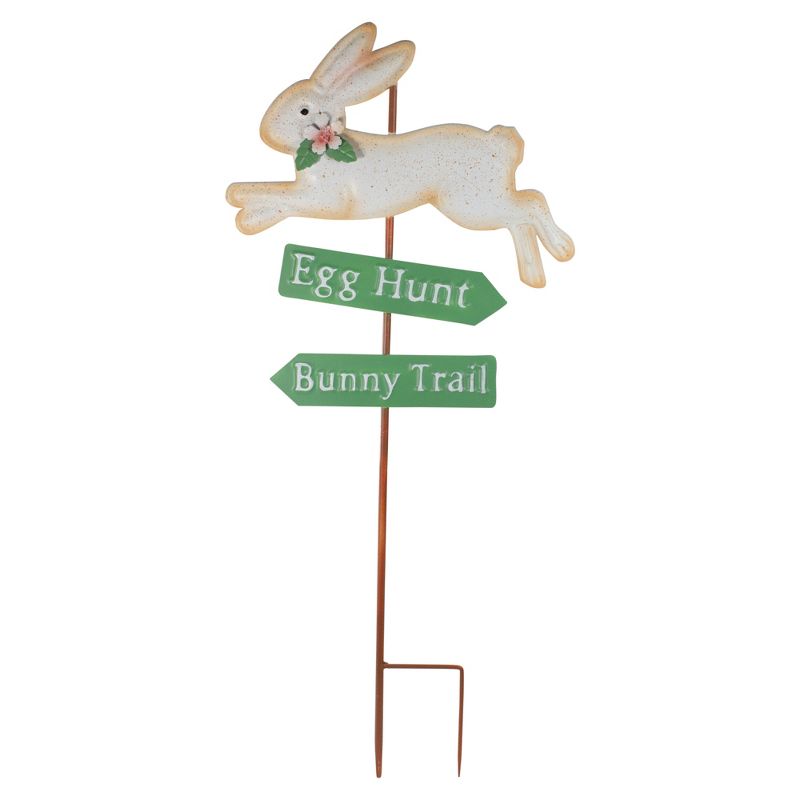 Northlight 25.5" Easter Egg Hunt and Bunny Trail Outdoor Metal Spring Yard Stake, 1 of 5