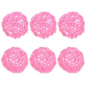 Unique Bargains Wicker Rattan Decorative DIY Crafts Balls 6 Pcs - 1 of 4