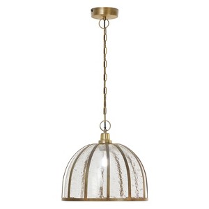 River of Goods Clemence 1-Light Brass Pendant Light with Glass and Metal Shade: UL Listed, Adjustable Height - 1 of 4