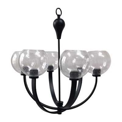 Yosemite Home Decor Orion 6-Light Transitional Chandelier in Matte Black Finish with Clear Seeded Glass Bowl Shades