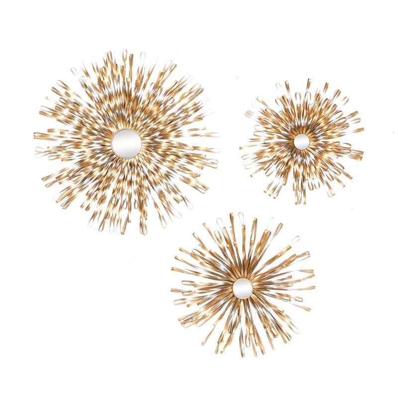 Set of 3 Metal Sunburst Wall Decors with Mirror Accent - Olivia & May, 1 of 7