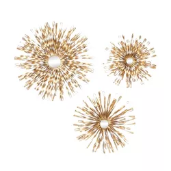 Metal Sunburst Wall Decor with Mirror Accent Set of 3 Gold - Olivia & May