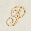 Avanti  Ivory with Gold Script Monogram Fingertip Towel Letter   P - 2 of 3