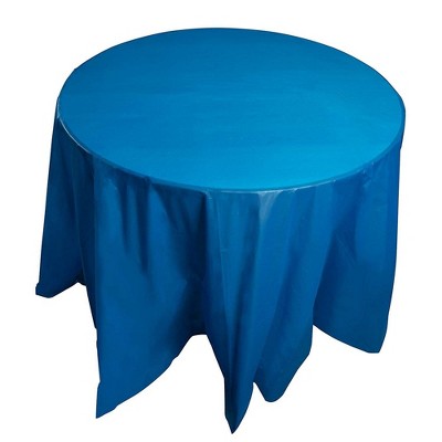 Juvale 12-Pack 84" Disposable Plastic Round Tablecloth Table Covers Party Supplies, Blue