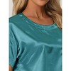 cheibear Women's Satin Summer Short Sleeves Sleepshirt with Pants Lounge Pajamas Sets - 4 of 4