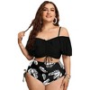 Women's Off - Shoulder Ruffled Bikini Set, High - Waisted Two - Piece Swimsuit with Drawstring Detail for Beach & Pool - 4 of 4