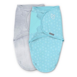 SwaddleMe by Ingenuity Velboa Original Swaddle Wrap - 0-3 months - Small-Medium - 2pk - Blue Stars - 1 of 4
