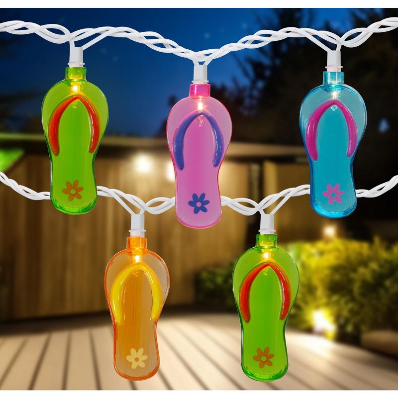 Northlight 10-Count Summer Flip Flop Novelty String Christmas Light Set, 7.25ft White Wire, 2 of 9
