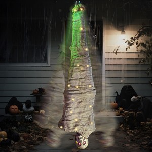 Joyfy 65" Halloween Hanging Cocoon Corpses Props Outdoor, Halloween Decoration Body Prop Corpses Skeleton with Lights&LED Eyes&Sound - 1 of 4