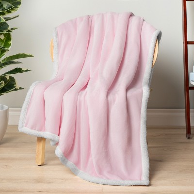 Blush Pink Twin Reversible Sherpa Fleece Blanket