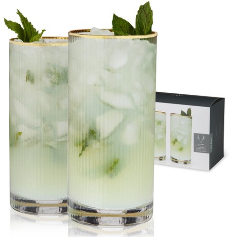 Viski Meridian Highball Glasses Set Of 2 - Vintage Drinking Glass, Art ...