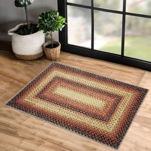Entryway Rug Small Throw Rug Machine Washable Floor Cover Braided Printed Area Rug Indoor Non Slip Farmhouse Rug Boho Accent Rug - 1 of 4