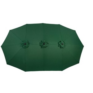 Okak 14.8 Ft Outdoor Patio Umbrella with 12 Sturdy Ribs Double Sided Beach Umbrella with Push Button and Crank for Pool Deck Garden - 1 of 4
