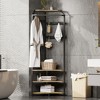 Corner Coat Rack, Freestanding Hall Tree with Shoe Bench, Entryway Coat Rack with 3-Tier Storage Shelves and 12 Hooks, for Home, Bedroom, Living Room - 2 of 4