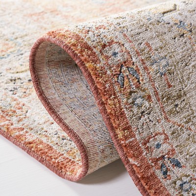 Hand-Knotted Blue and Rust Synthetic Runner Rug