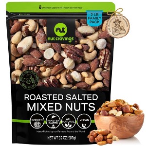 Nut Cravings Mixed Nuts Roasted & Salted Brazils, Pecans, Almonds, Hazelnuts, Cashews - 1 of 4