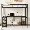 NicBex Full Size Bunk Bed with "L" Shape Desk Metal Frame Bed Frame with 2 Storage Shelves, Guardrails and Ladders for Bedroom, Guest Room, Black - 2 of 4