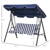 Maggift Patio Accent Chairs, Double Swing Decorative Chair with Thick Heavy Duty Metal Stand for Lawn and Garden, Blue, 67.7"*43.3"*60.2" - 3 of 4