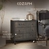 COZAYH Farmhouse 3 Drawer Home Bedroom Dresser with Geometric Pattern, Black - 2 of 4