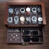 High End Watch Box for Men, 12 Slot Wooden Watch Case With Drawer, Watch Display Box with Glass Lid - 4 of 4
