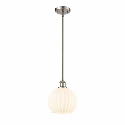 White Venetian - 1 Light Stem Hung Mini Pendant In Modern Style-10 Inches Tall and 8 Inches Wide