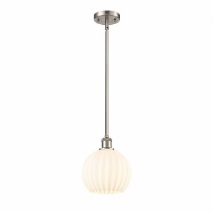 White Venetian - 1 Light Stem Hung Mini Pendant In Modern Style-10 Inches Tall and 8 Inches Wide - 1 of 1
