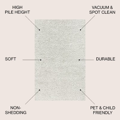 White 8' x 10' Synthetic Shag Area Rug