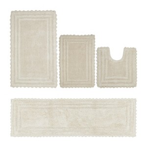 Lilly Crochet Collection 100% Cotton Tufted Reversible 4-Piece Bath Rug Set – Super Absorbent, Machine Washable Bathroom Mats with Crochet Pattern - 1 of 4
