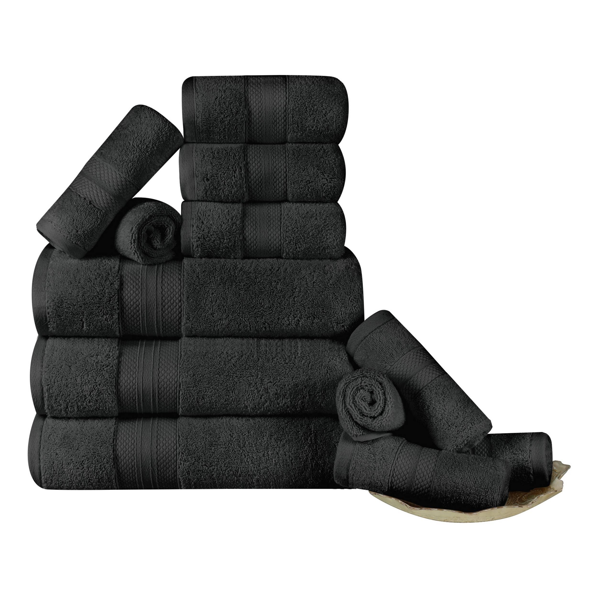 Luxury Heavyweight Cotton Bath Towel Set Plush and AbsorbentBlack - Blue Nile Mills