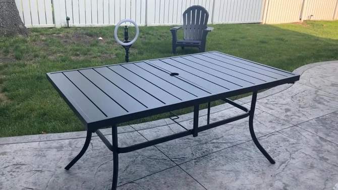 60&#34; Outdoor Rectangle Steel Dining Table - Black - Captiva Designs, 2 of 11, play video