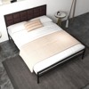 Metal Bed Frame with Upholstered Square Stitched Headboard, Faux Leather Platform Bed Frame, Steel Slats Support, Box Spring Optional - 2 of 4