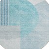 Teal Blue And Silver Geometric Washable Indoor Outdoor Area Rug - 4 of 4