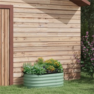 YONWAY Galvanized Raised Garden Bed Kit, Elevated Planter Box with Safety Edging,Easy DIY Stock Tank for Growing Flowers, Herbs & Vegetables, Green - 1 of 4