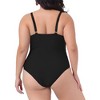 Agnes Orinda Women's Plus Size Ruched Padded Slimming V Neck High Waist One Piece Swimsuit - 4 of 4