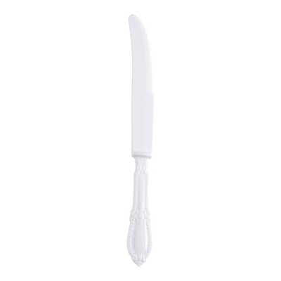 Smarty Had A Party White Baroque Plastic Dinner Knives - 480 pcs