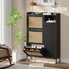 Shoe Cabinet with 3 Flip-out Drawers, Rattan Freestanding Shoe Organizer with Open Shelves Side Cabinet, for Entryway, Hallway, Living Room, - 3 of 4