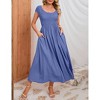 Women's Maternity Dress Casual Summer Round Neck Short Sleeve Smocked High Waist Maxi Dress with Pockets - 2 of 4
