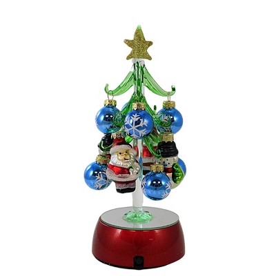 Ganz 8.25 In Light Up Christmas Tree With Ornaments Santa Snowman Bear Figurines