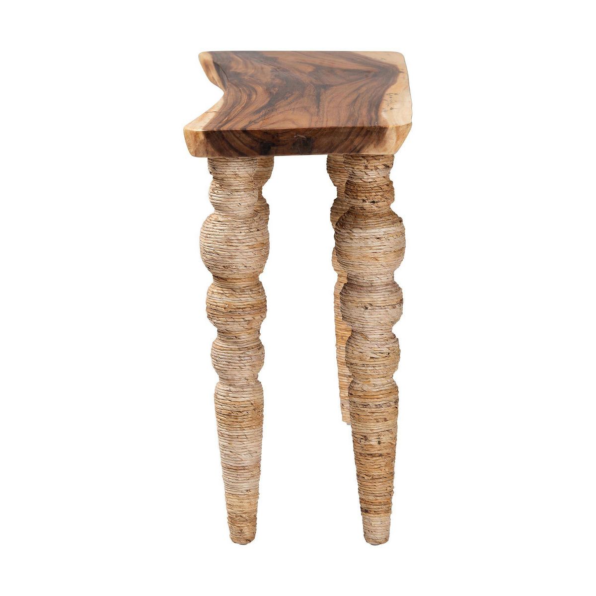 bali & pari Nasnan Teak Wood Console Table with Seagrass Legs Entryway Table Brown - thumbnail 3