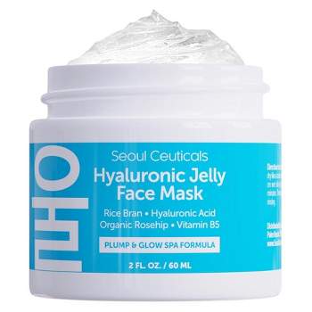 Seoul Ceuticals Korean Skin Care Hyaluronic Acid Jelly Mask - Korean Face Mask Skincare K Beauty Face Masks Contains Rice Bran + Rosehip, 2oz